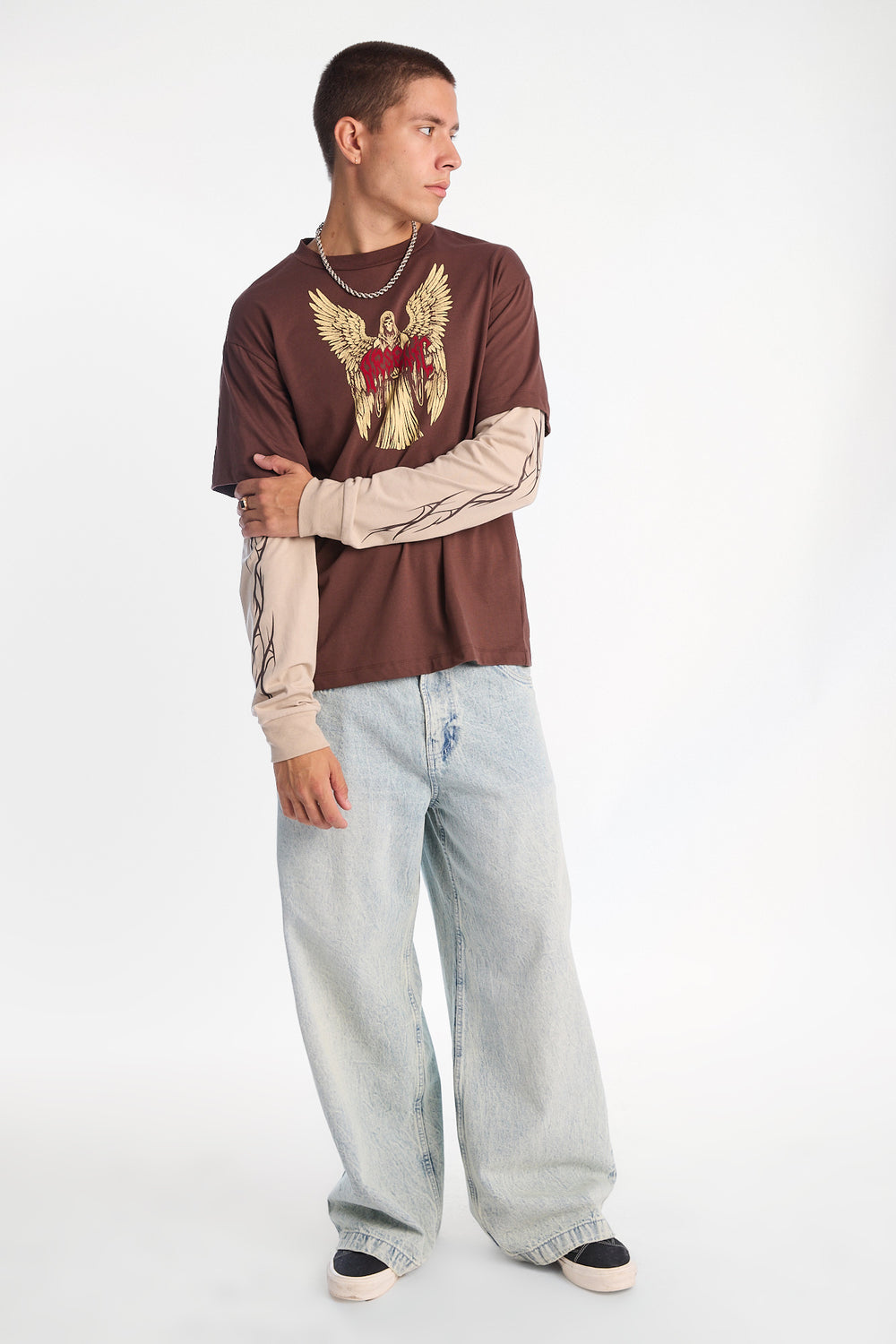 T-shirt superposé à manches longues imprimé faucheur ange Arsenic T-shirt superposé à manches longues imprimé faucheur ange Arsenic