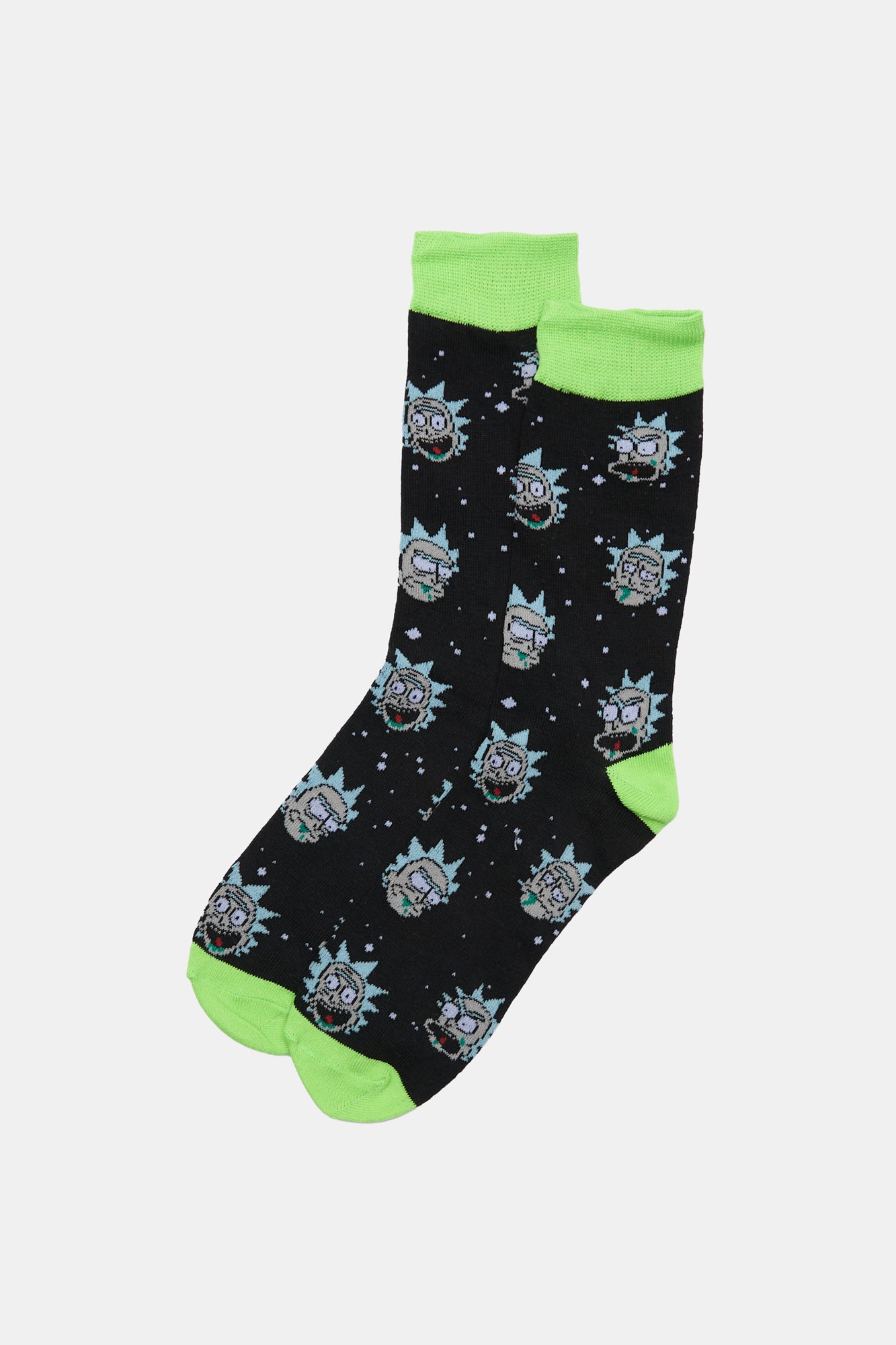 Mens Rick and Morty Crew Socks - Green / O/S