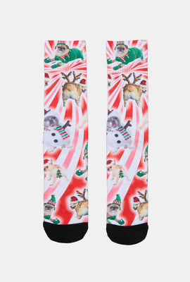 Zoo York Mens Holiday Print Crew Socks