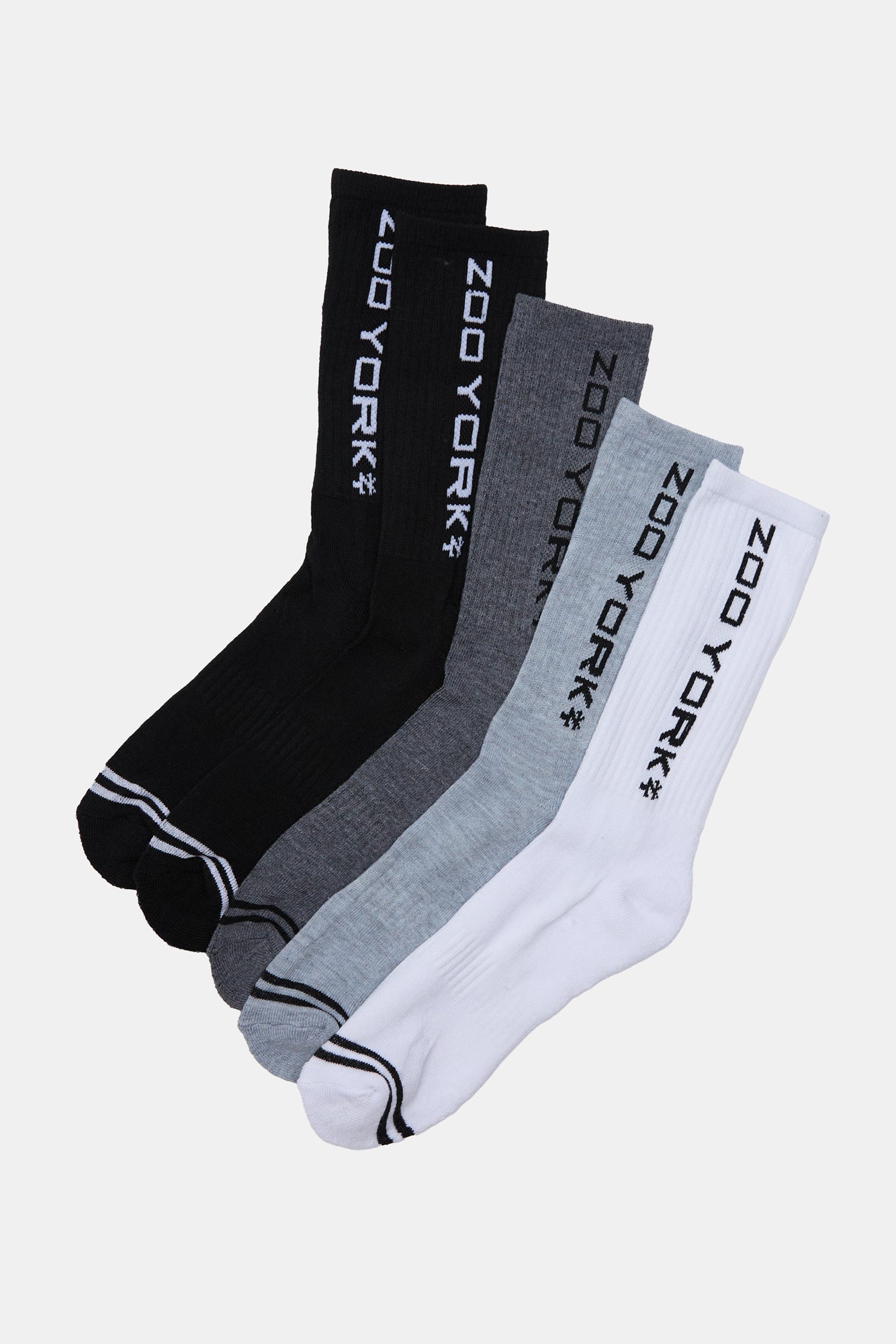 Zoo York Mens 5-Pack Athletic Crew Socks - White / O/S