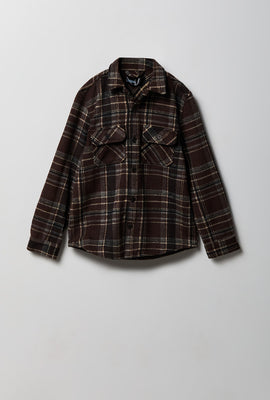 Youth Plaid Button-Up Shacket