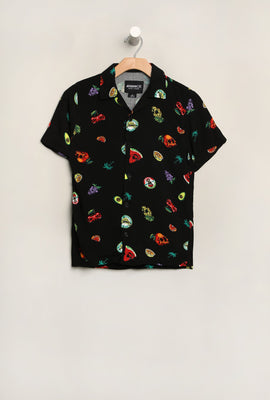 Arsenic Youth Printed Rayon Button-Up
