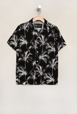 West49 Youth Palm Tree Print Rayon Button-Up