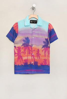 West49 Youth Sunset Print Rayon Button-Up