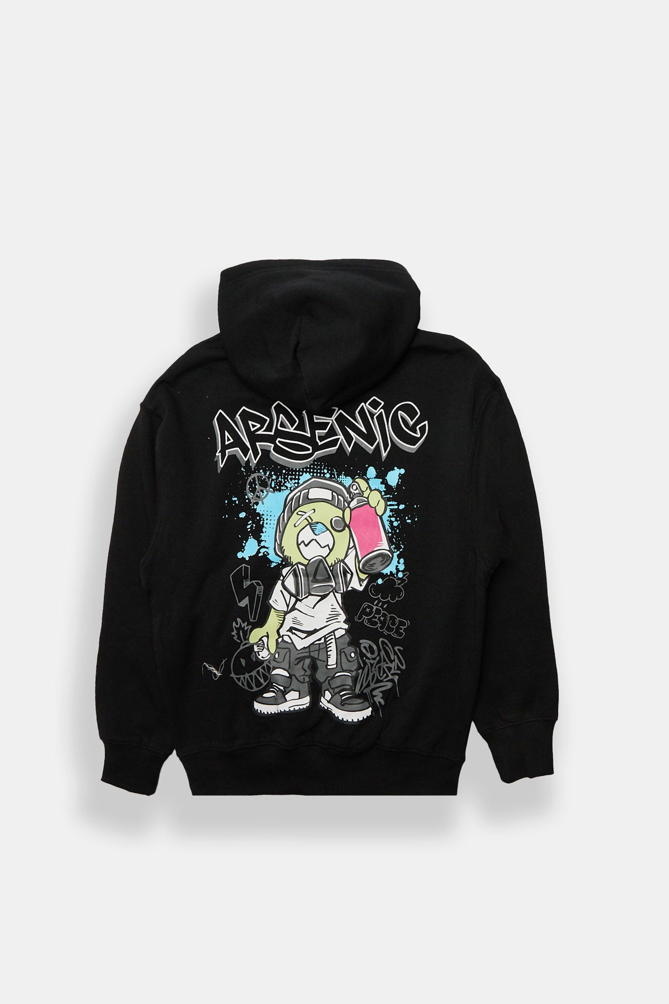 Arsenic Youth Graffiti Bear Graphic Hoodie - Black /