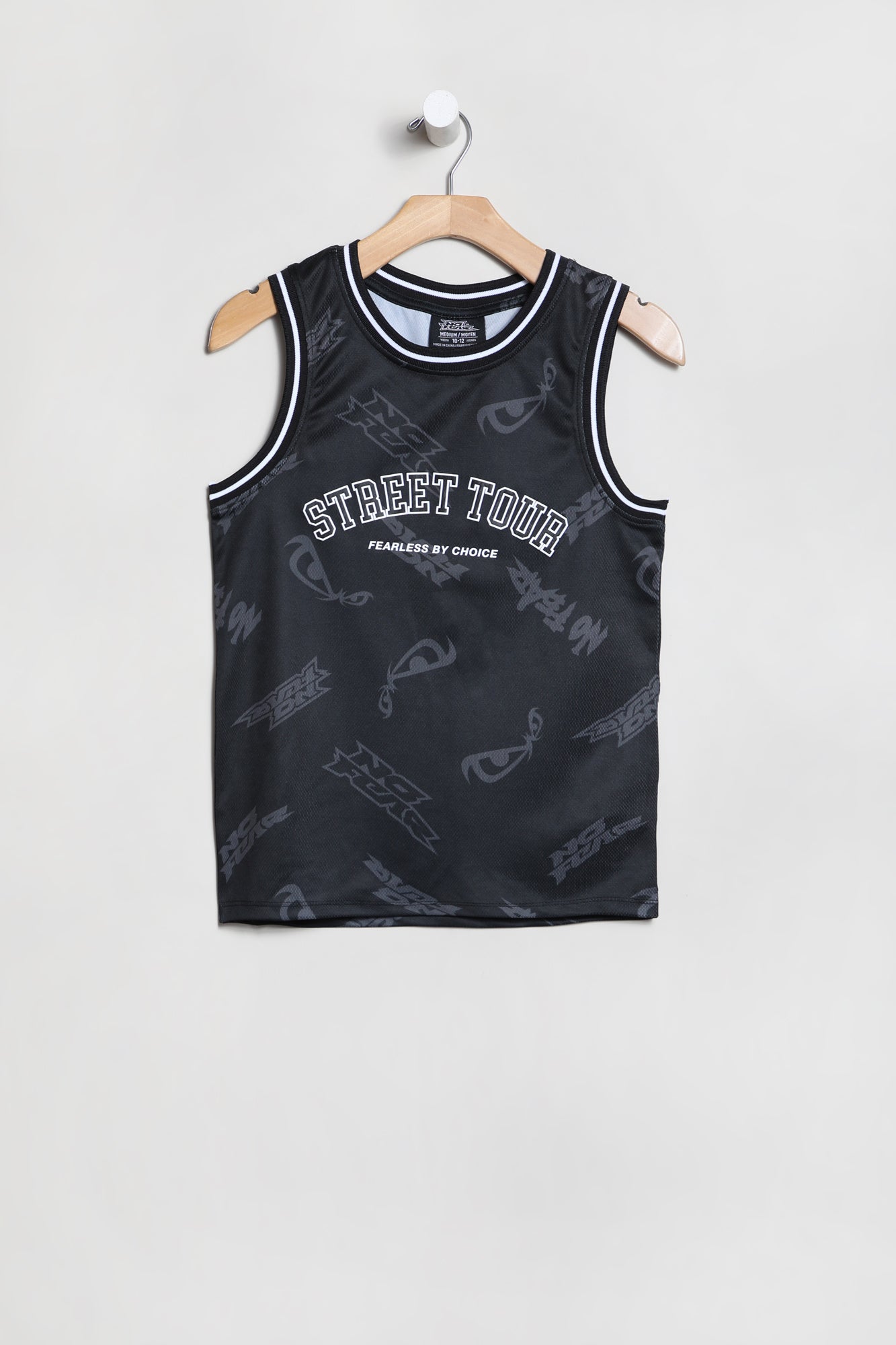 No Fear Youth Printed Basketball Jersey Tank Top - Black /