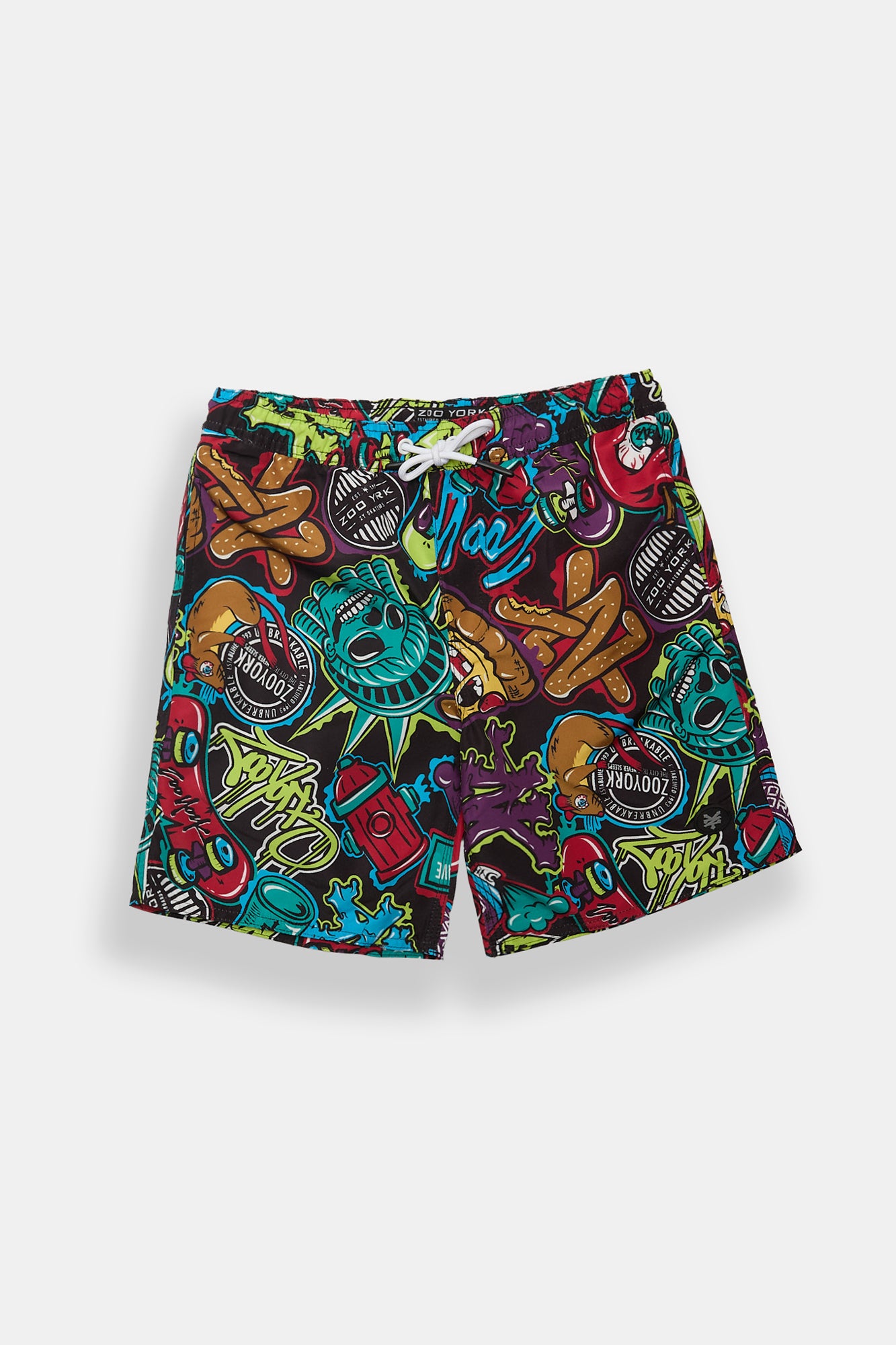 Zoo York Youth NYC Graffiti Swim Shorts 7" - Black /