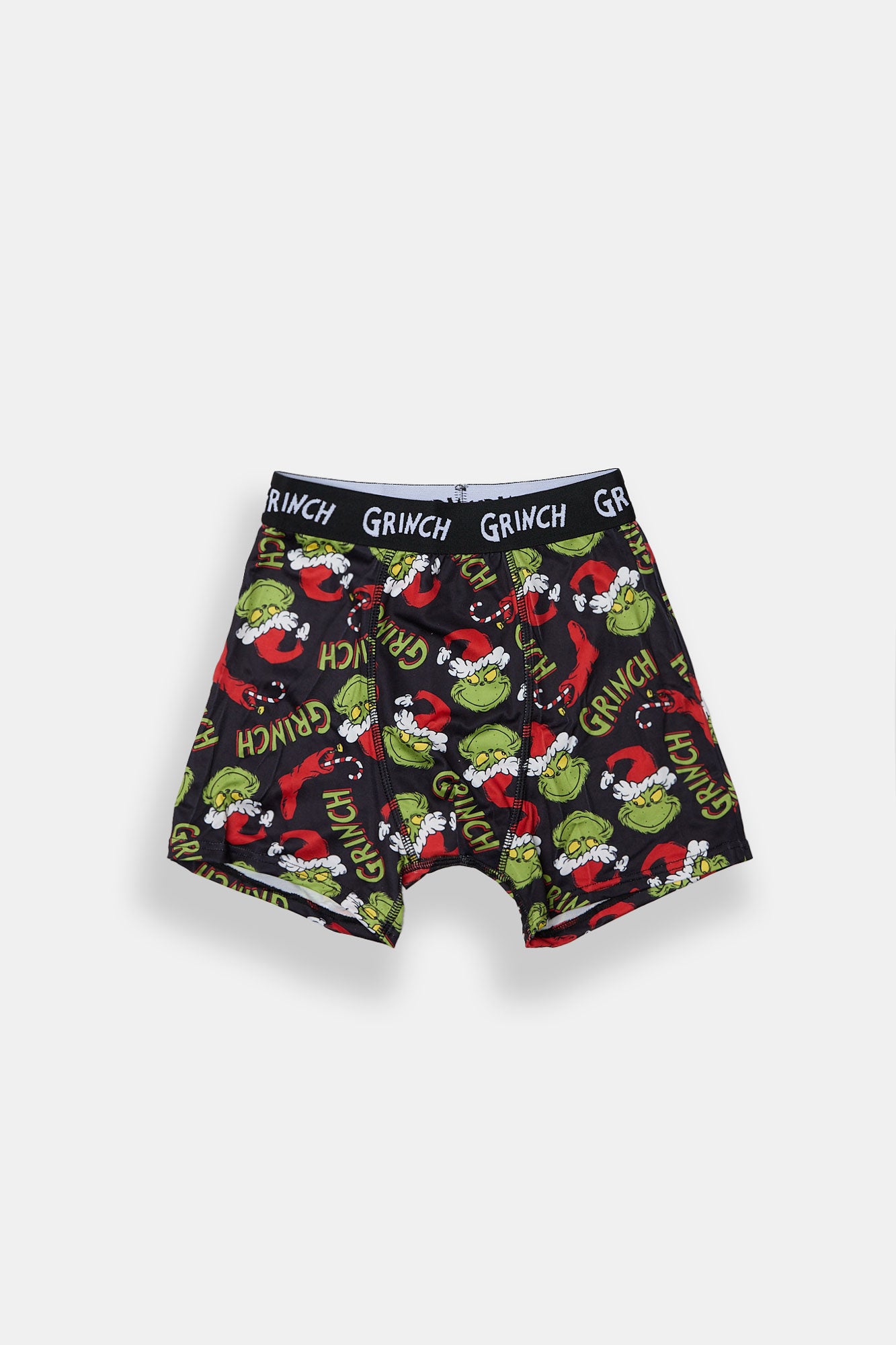 Youth The Grinch Santa Hat Boxer Brief - Black /