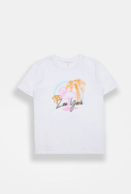 T-shirt imprimé flamant rose néon Zoo York junior