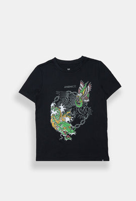 T-shirt imprimé dragon et tigre Arsenic junior