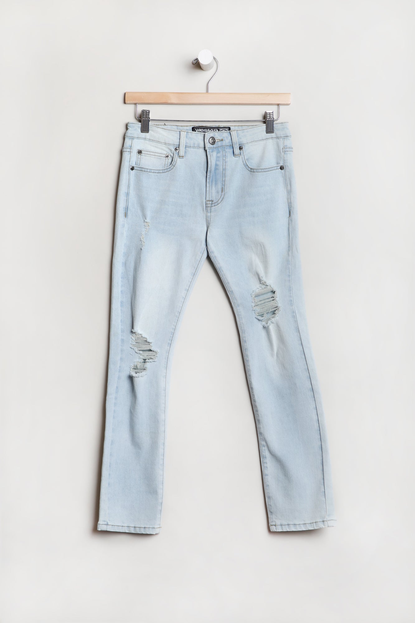 West49 Youth Distressed Skinny Jeans - Light Blue /