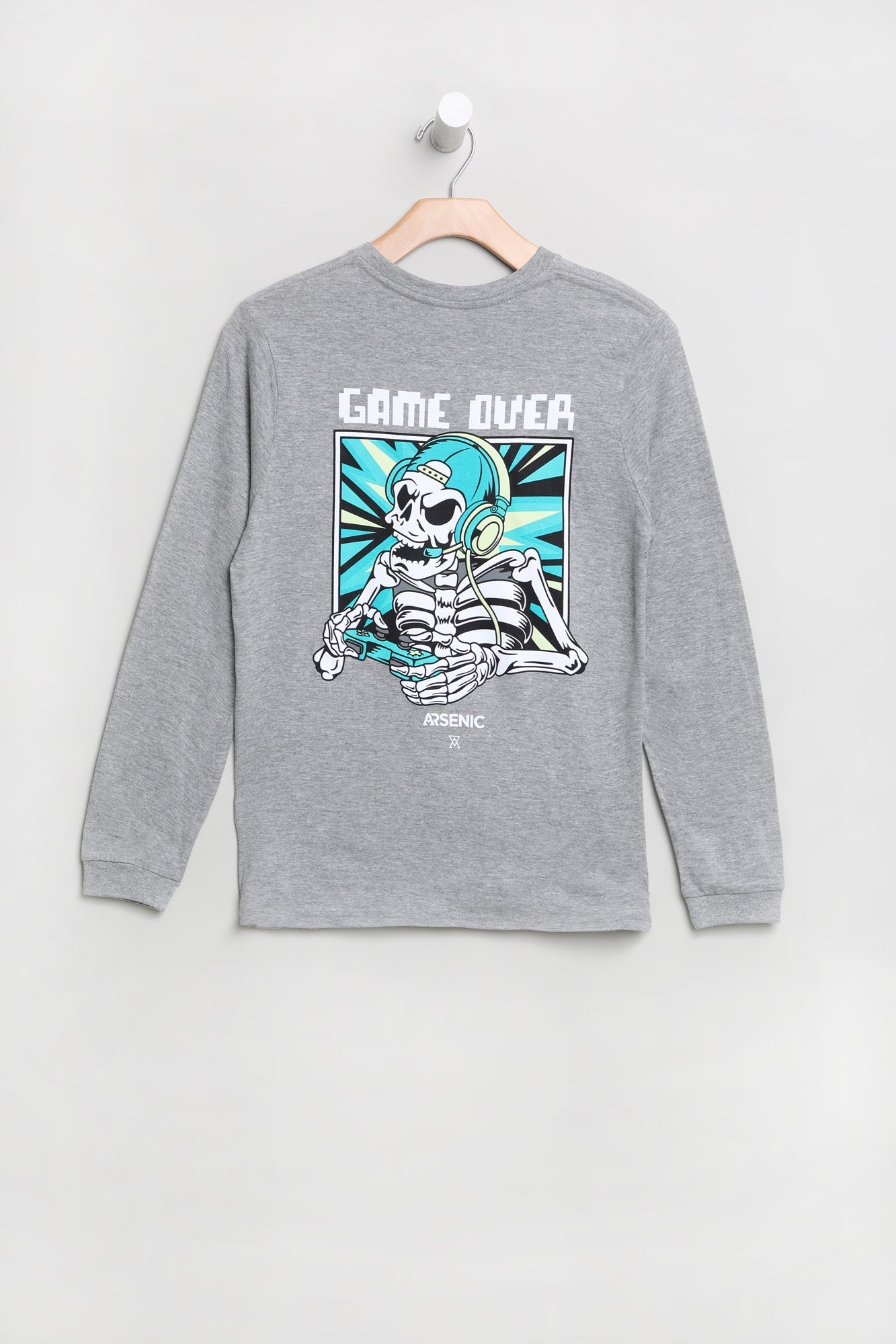 Arsenic Youth Game Over Long Sleeve Top - Heather Grey /