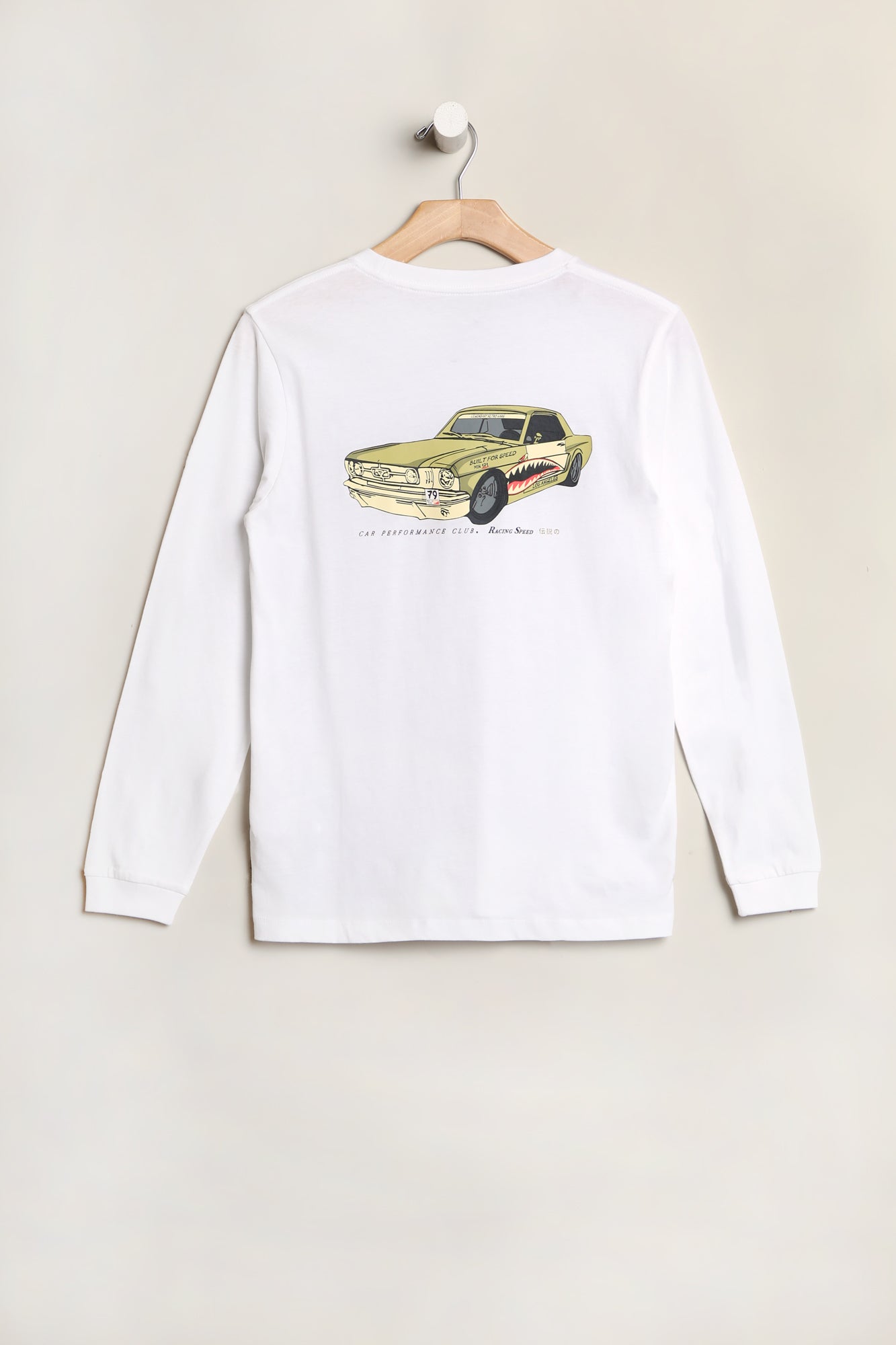 West49 Youth Car Graphic Long Sleeve Top - White /