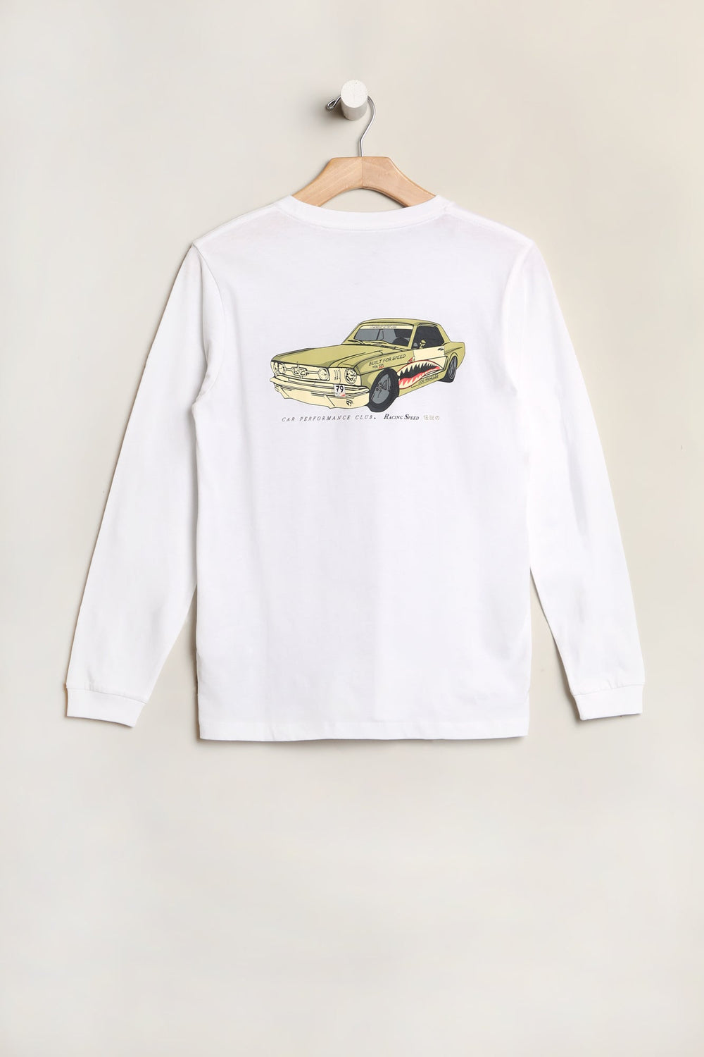 West49 Youth Car Graphic Long Sleeve Top White