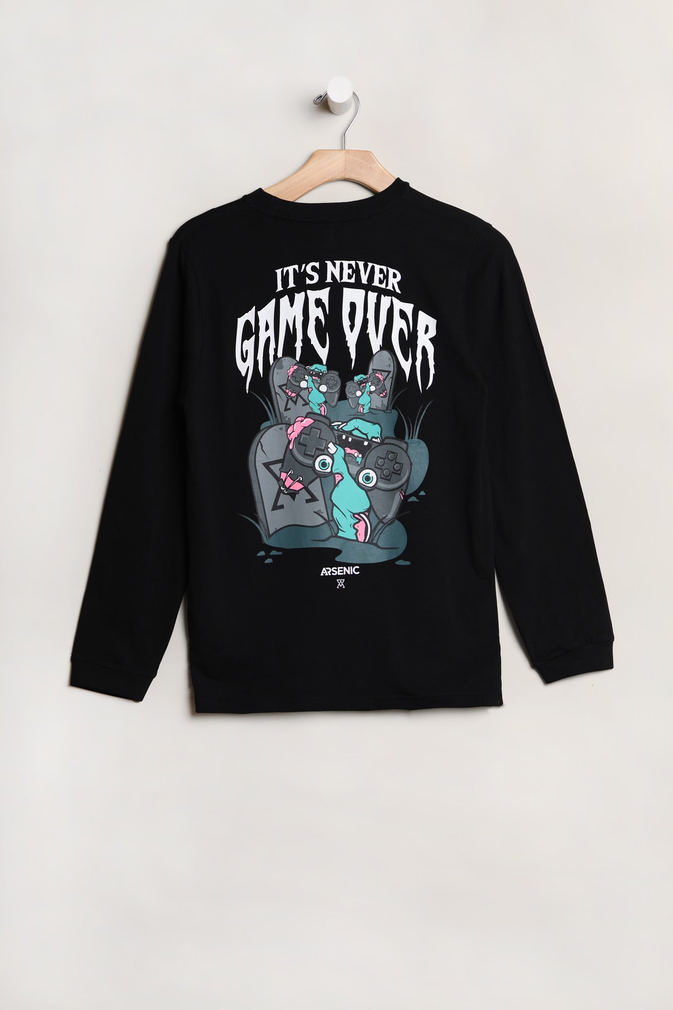 Arsenic Youth It's Never Game Over Long Sleeve Top - Black /
