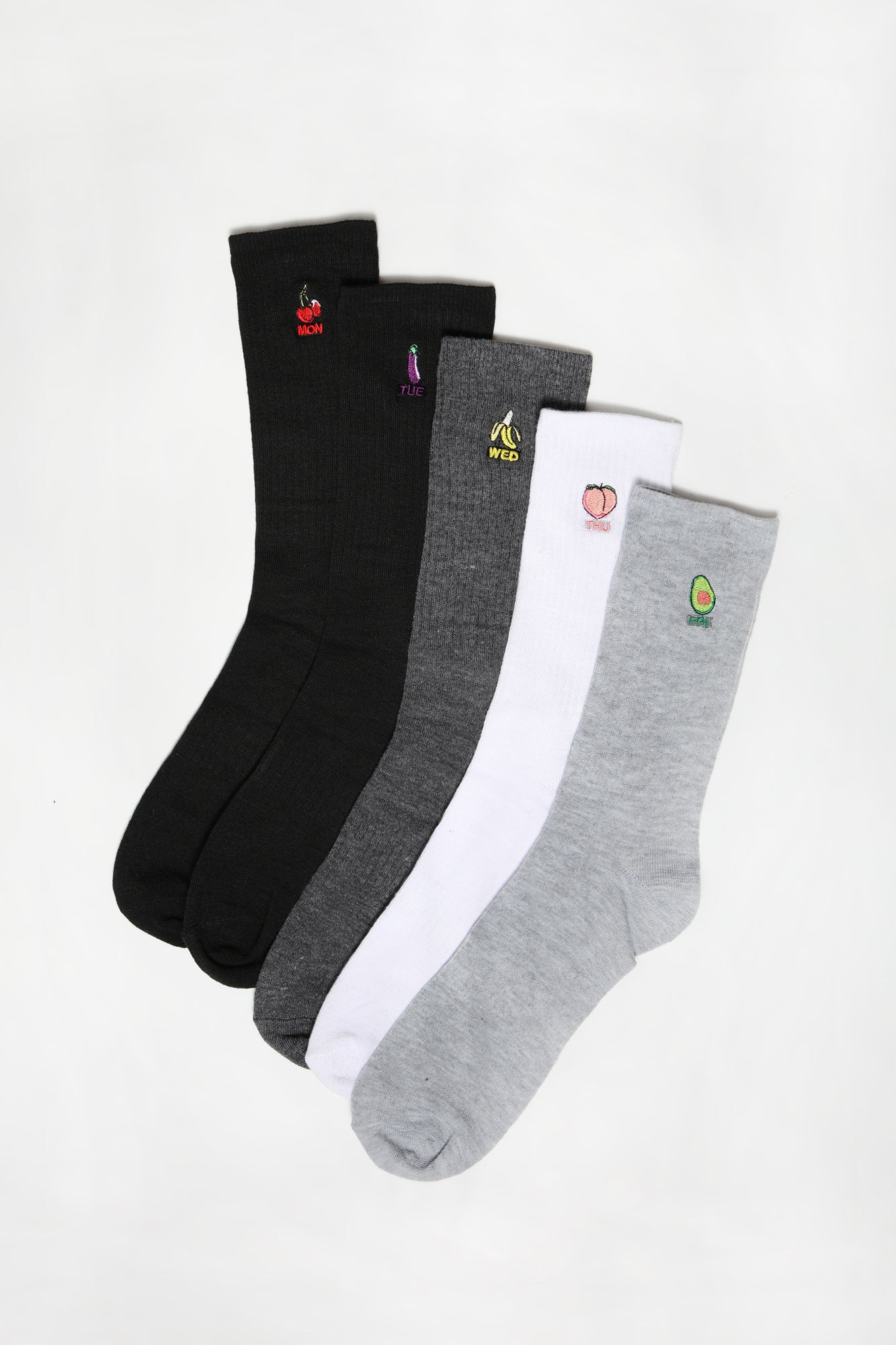Amnesia Youth 5-Pack Embroidered Crew Socks - Multi / O/S