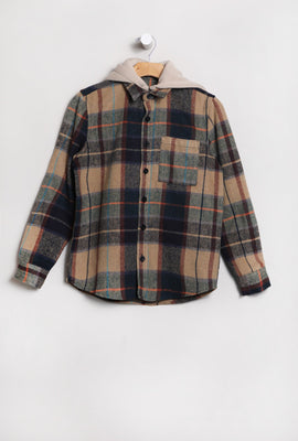 West49 Youth Hooded Plaid Shacket