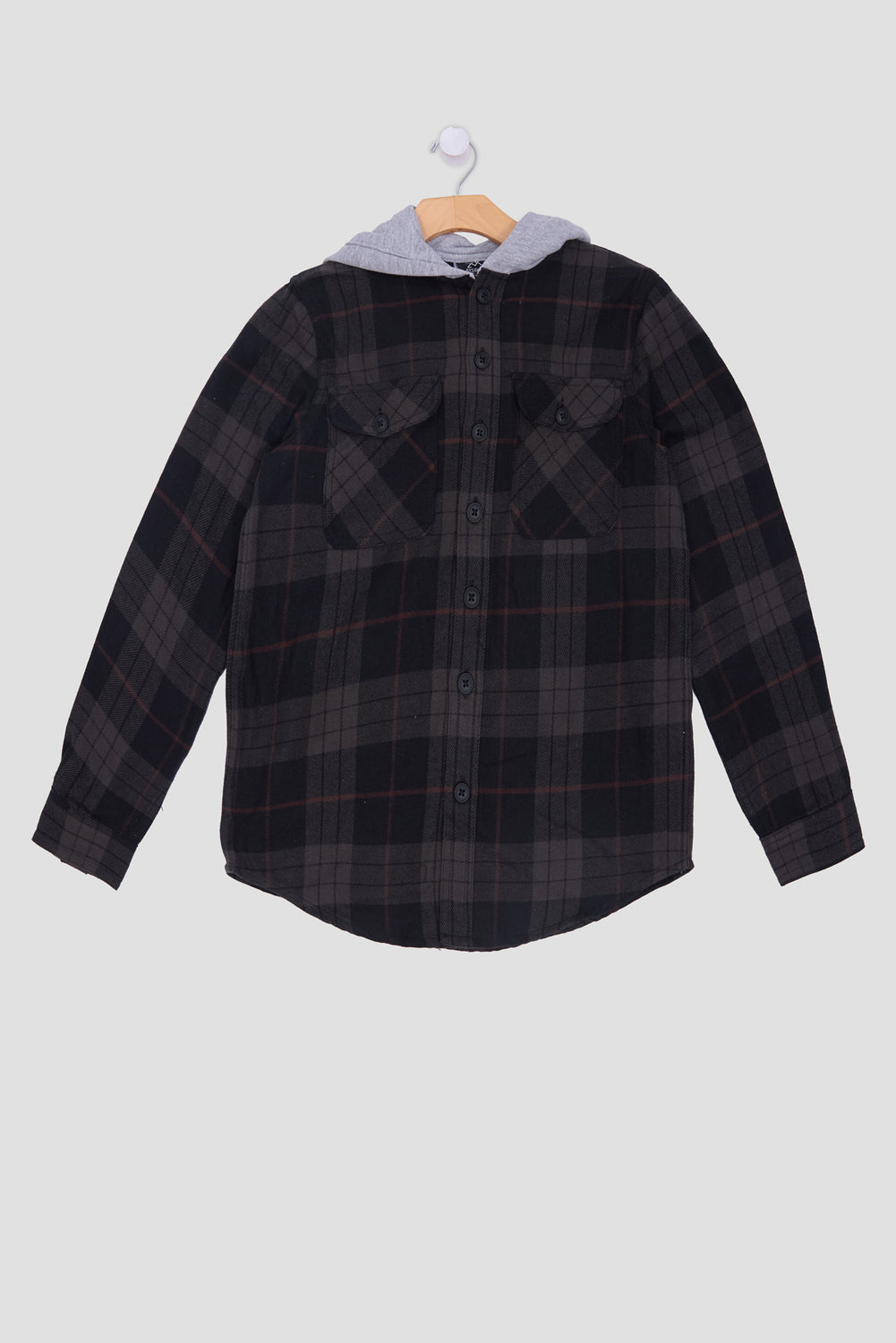 Arsenic Youth Hooded Plaid Button-Up Arsenic Youth Hooded Plaid Button-Up