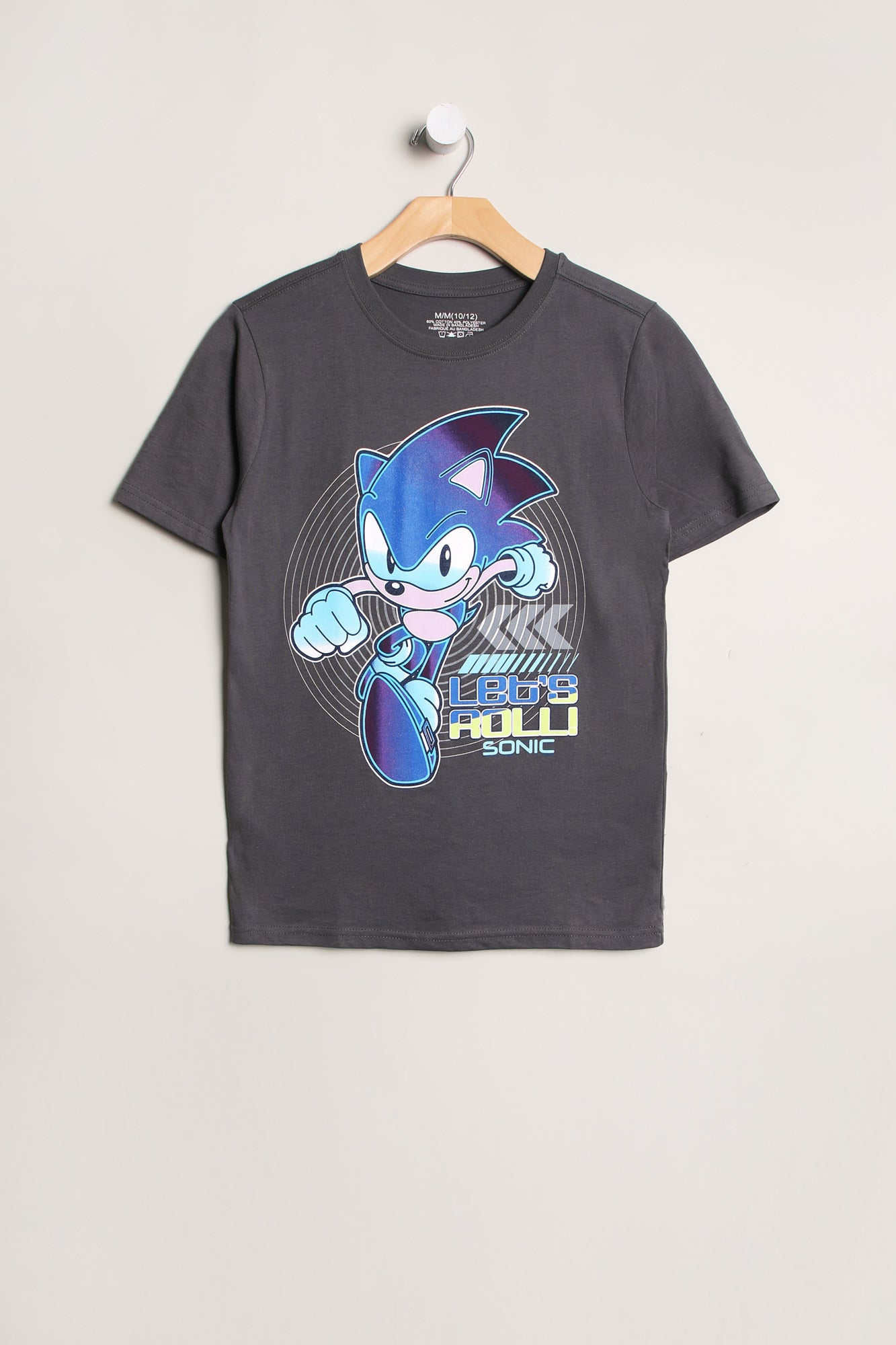 Youth Sonic The Hedgehog Lets Roll T-Shirt - Heather Grey /