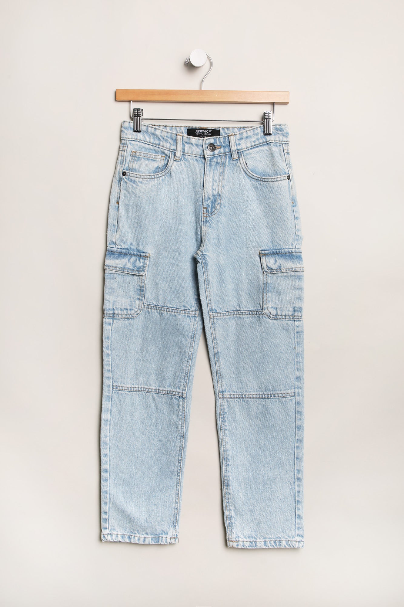 Arsenic Youth Light Wash Wide Leg Cargo Jeans - Blue /