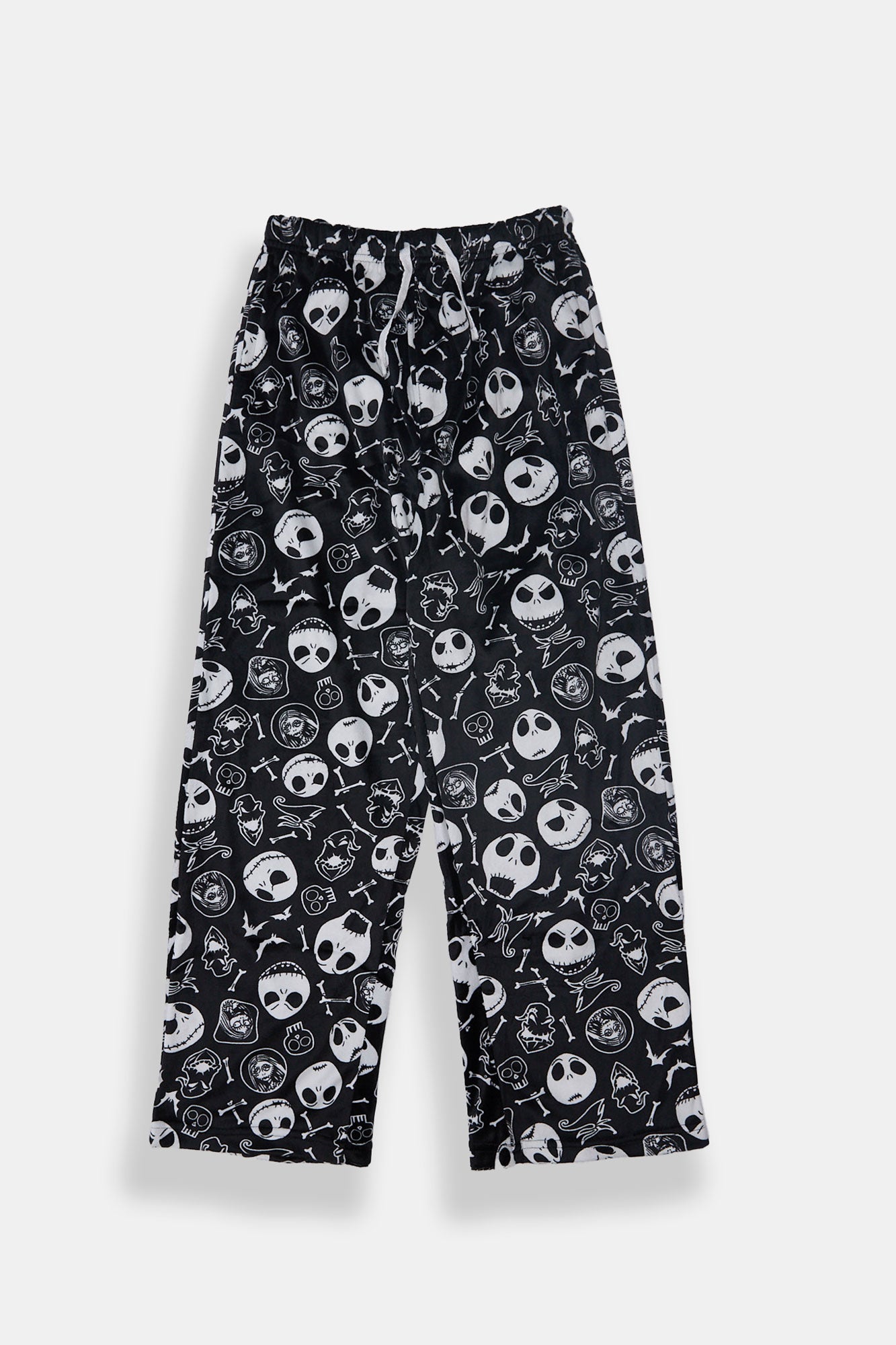 Youth Jack Skellington B&W Plush Pajama Pant - Black /