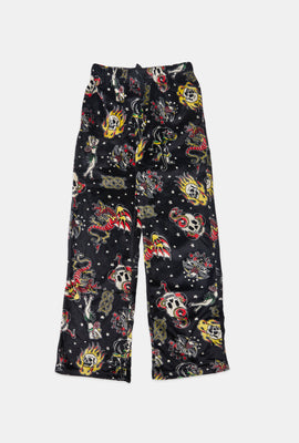 Youth Tattoo Graphic Plush Pajama Pant
