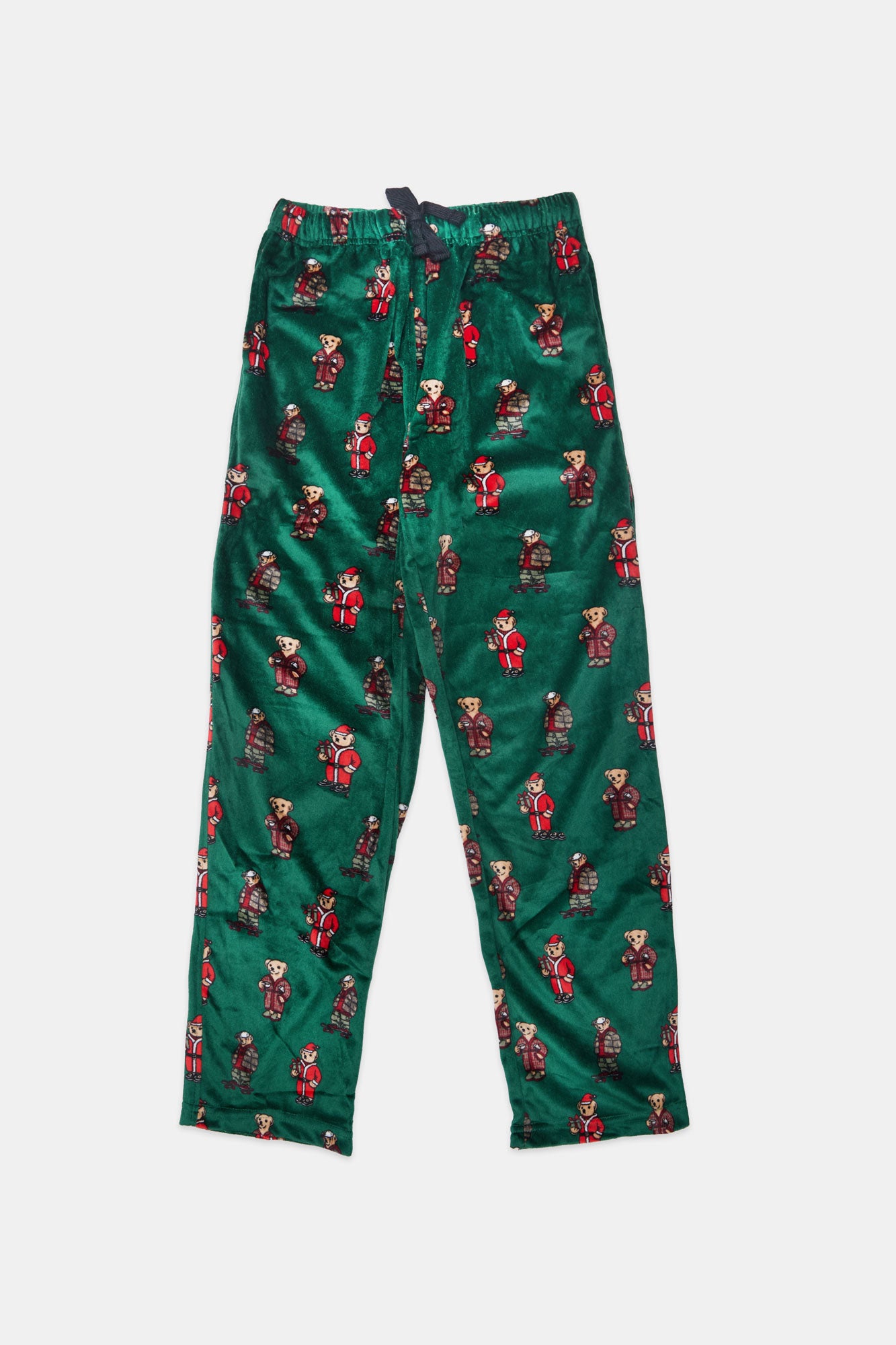 Youth Holiday Bear Plush Pajama Pant - Dark Green /