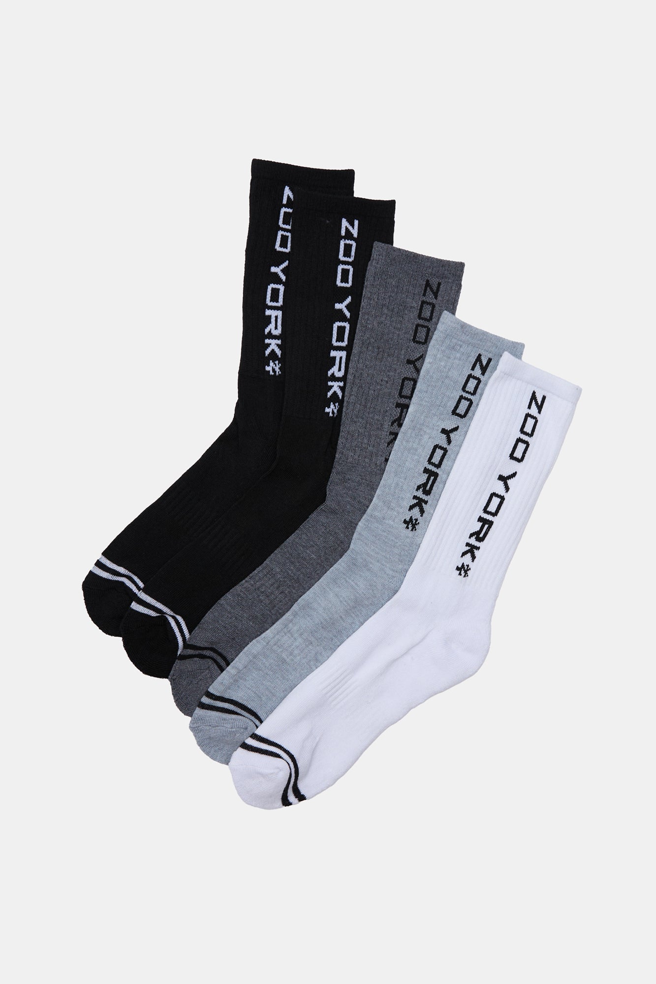 Zoo York Youth 5-Pack Athletic Crew Socks - White / O/S