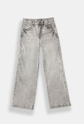 Youth Laser Printed Loose Fit Jeans