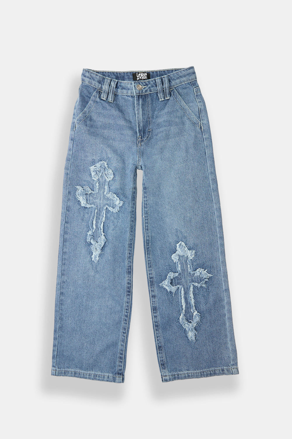 Youth Embroidered Cross Loose Fit Jeans Youth Embroidered Cross Loose Fit Jeans