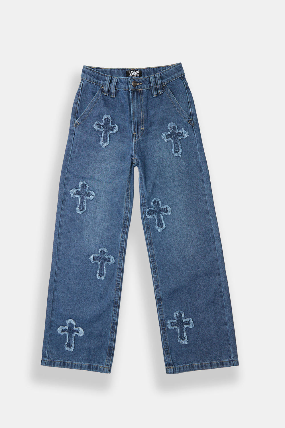 Youth Embroidered Cross Baggy Jeans Youth Embroidered Cross Baggy Jeans