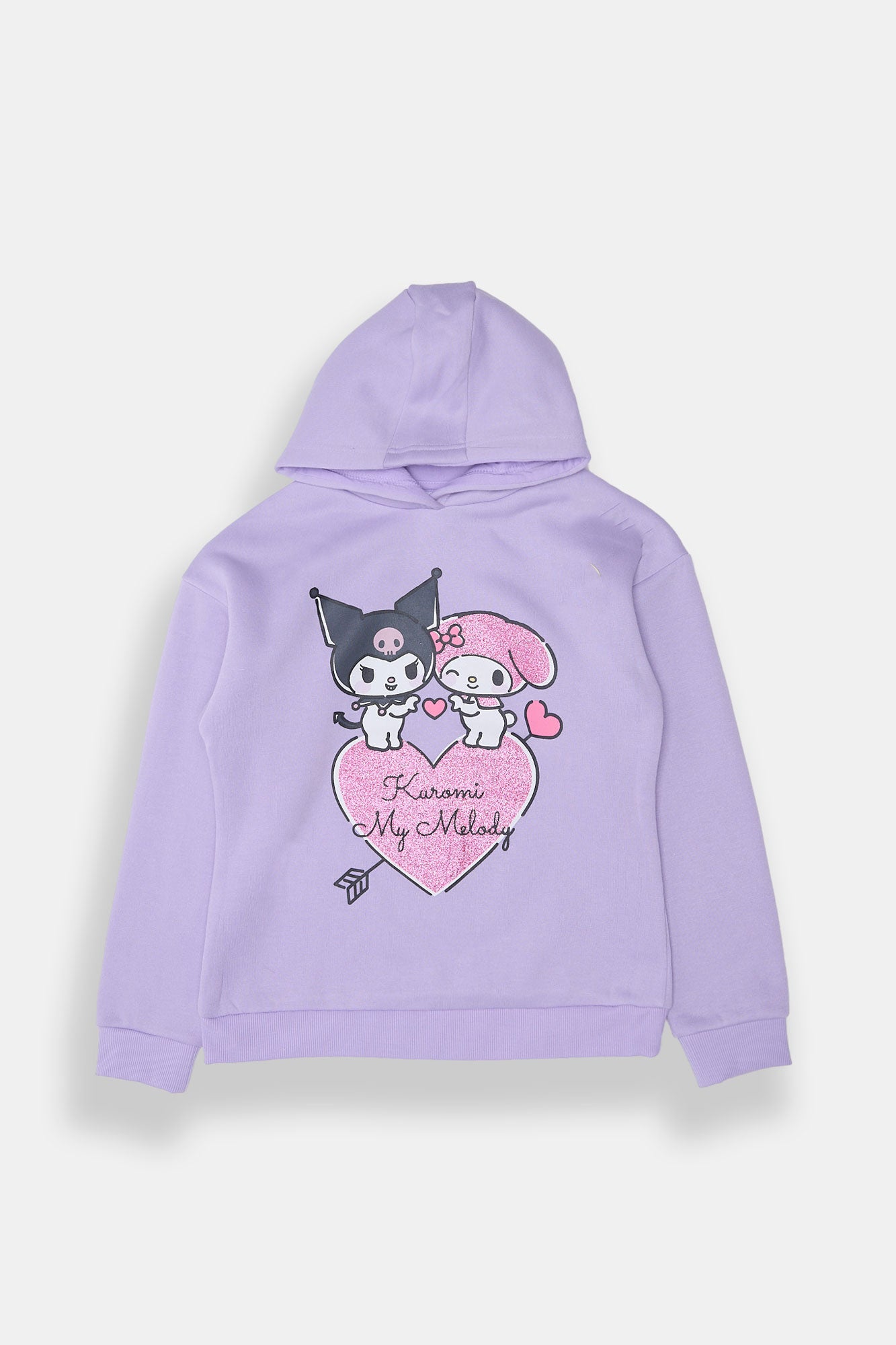 Girls Kuromi My Melody Graphic Hoodie - Lilac /