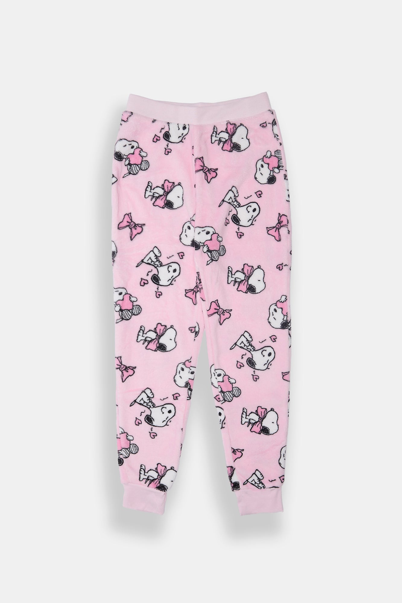 Girls Snoopy Hearts Plush Pajama Pant - Light Pink /