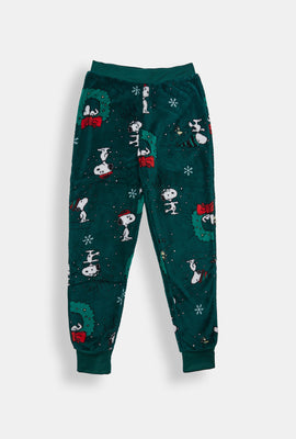 Girls Snoopy Wreath Plush Pajama Pant