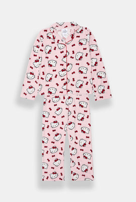 Girls' Hello Kitty 2-Piece Velour Pajama Shirt & Pants Set