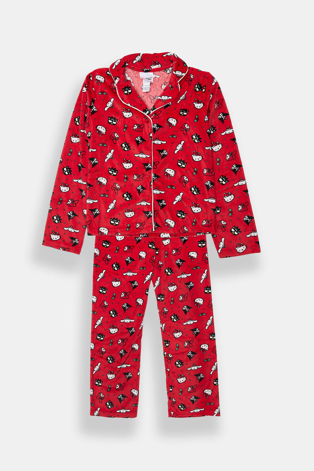 Girls' Hello Kitty Christmas 2-Piece Velour Pajama Shirt & Pants Set Girls' Hello Kitty Christmas 2-Piece Velour Pajama Shirt & Pants Set