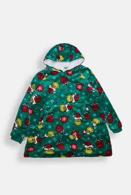 Girls The Grinch Ornaments Oversized Blanket Hoodie