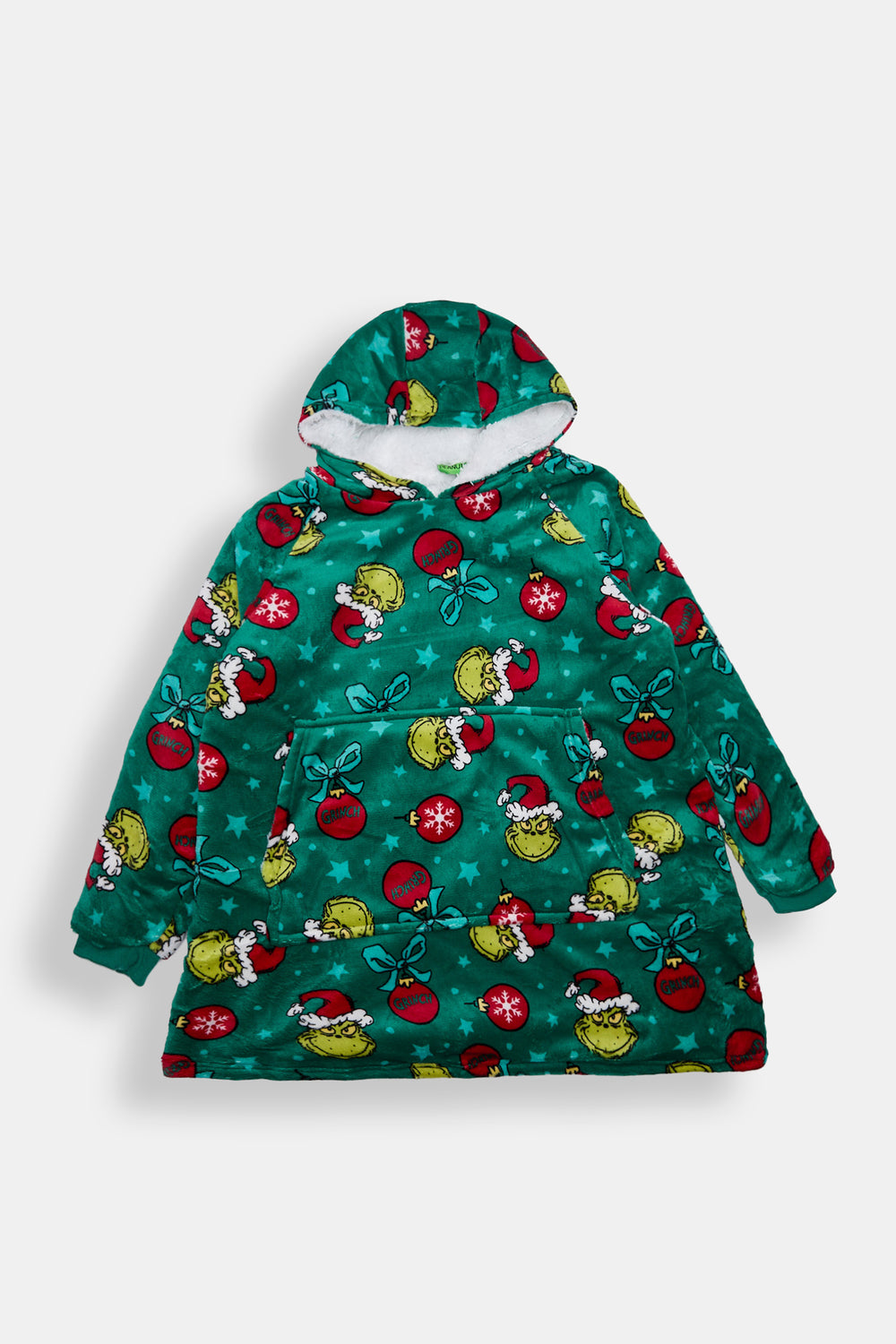 Girls The Grinch Ornaments Oversized Blanket Hoodie Girls The Grinch Ornaments Oversized Blanket Hoodie