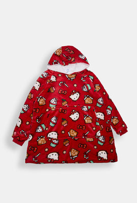 Girls Hello Kitty Candy Cane Oversized Blanket Hoodie