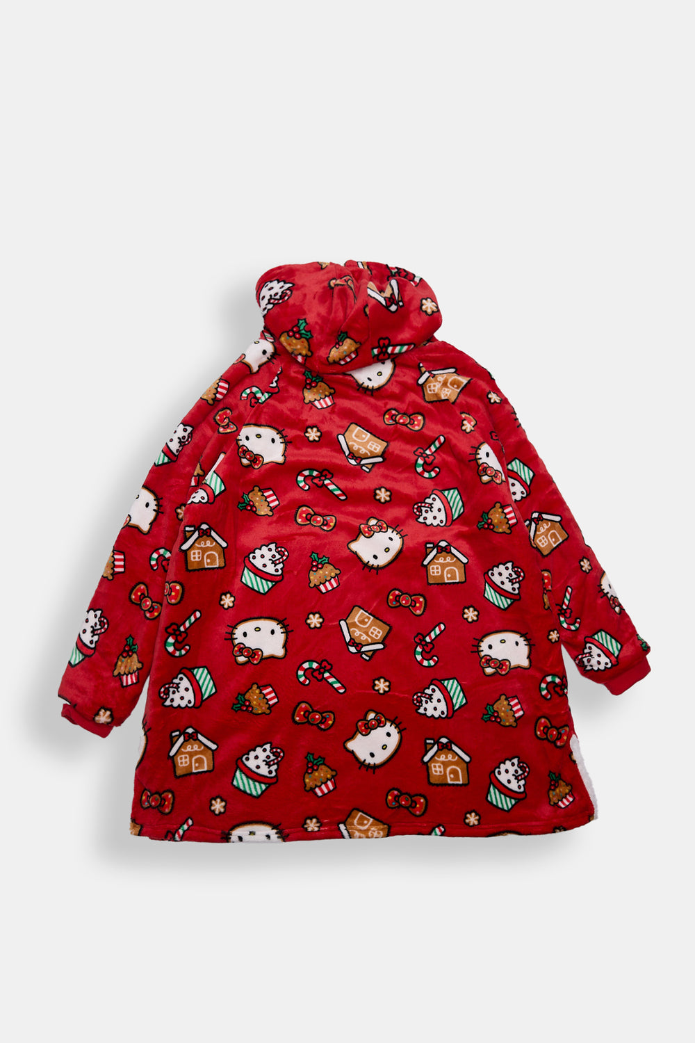 Girls Hello Kitty Candy Cane Oversized Blanket Hoodie Girls Hello Kitty Candy Cane Oversized Blanket Hoodie