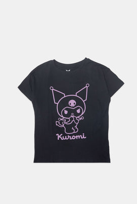 Girls Kuromi Flocked T-Shirt