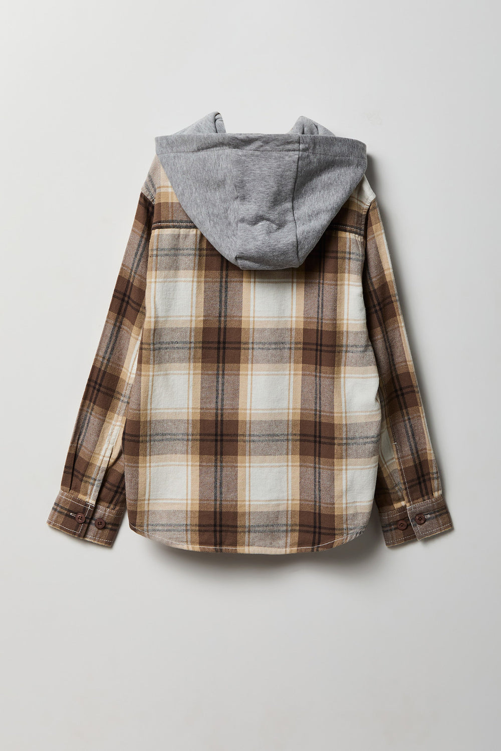Chemise boutonnée à capuche en flanelle à carreaux Chemise boutonnée à capuche en flanelle à carreaux