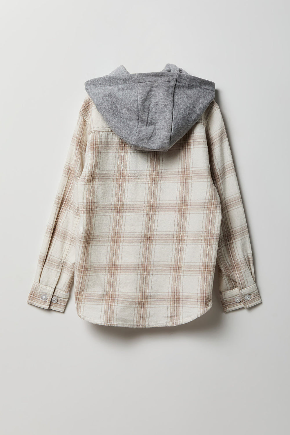 Chemise boutonnée à capuche en flanelle à carreaux Chemise boutonnée à capuche en flanelle à carreaux