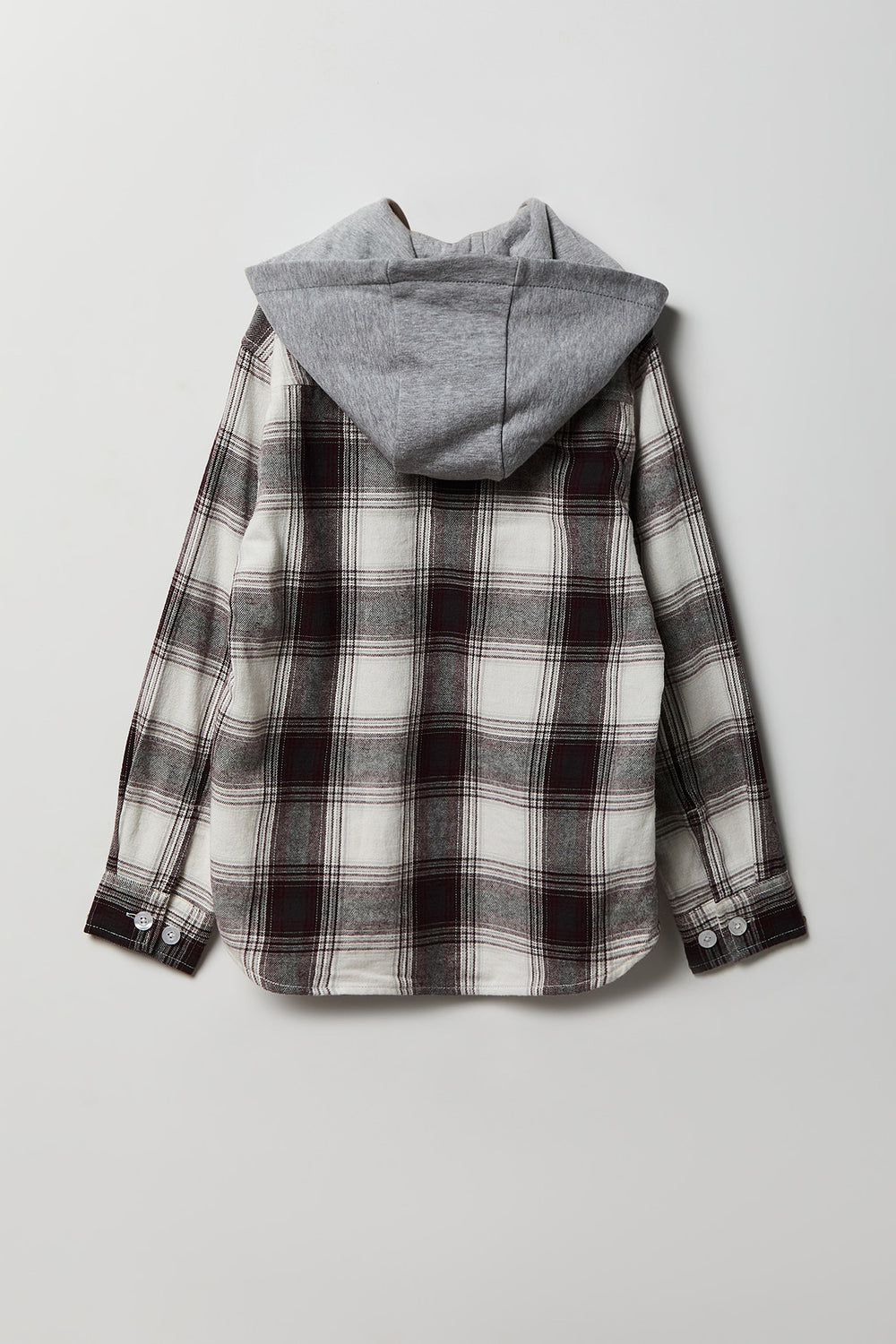 Youth Plaid Flannel Hooded Button-Up Shirt Youth Plaid Flannel Hooded Button-Up Shirt