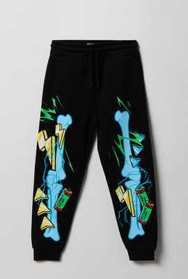 Jogger en molleton imprimé squelette junior