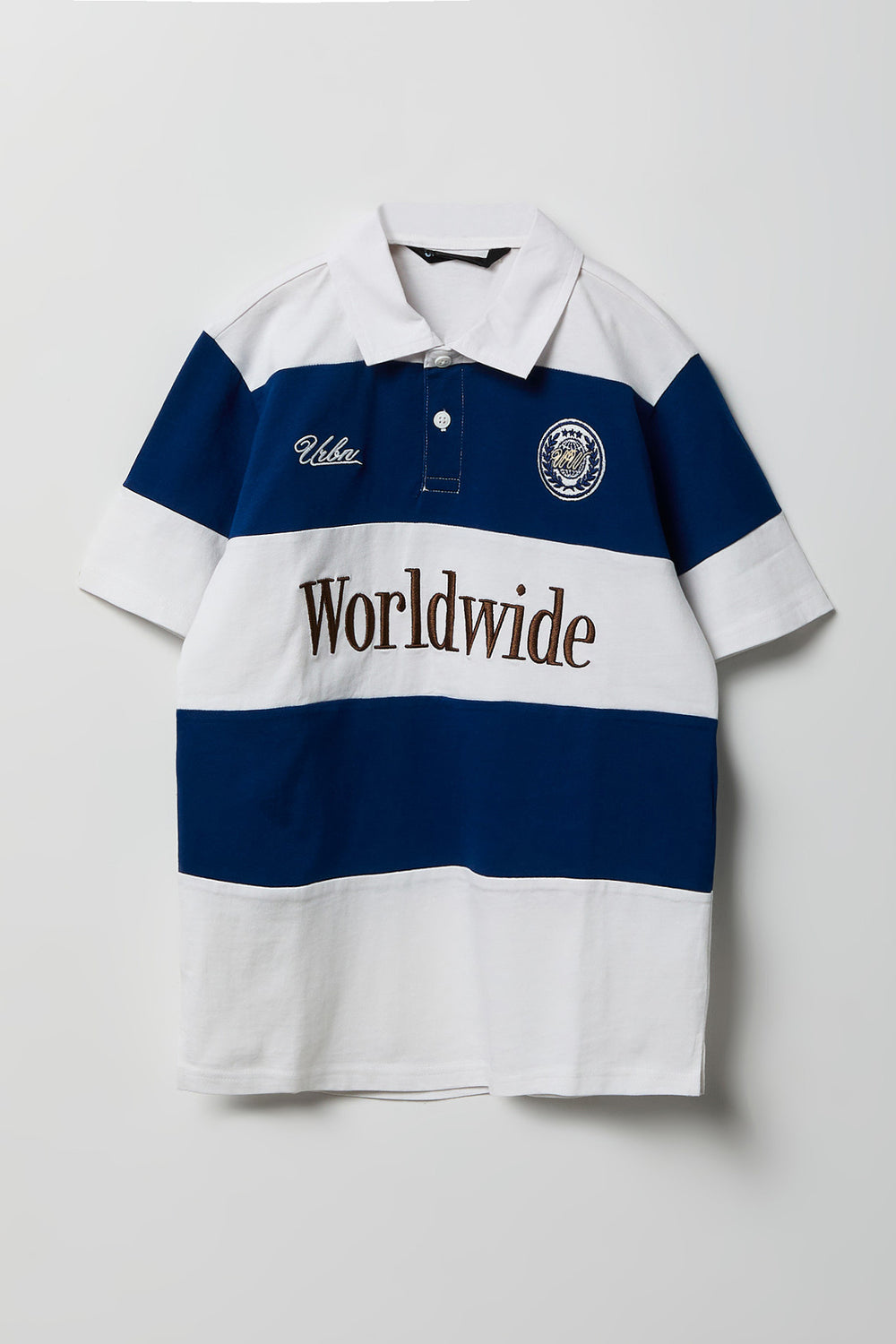 Youth Striped Embroidered Boxy Collared Polo Youth Striped Embroidered Boxy Collared Polo