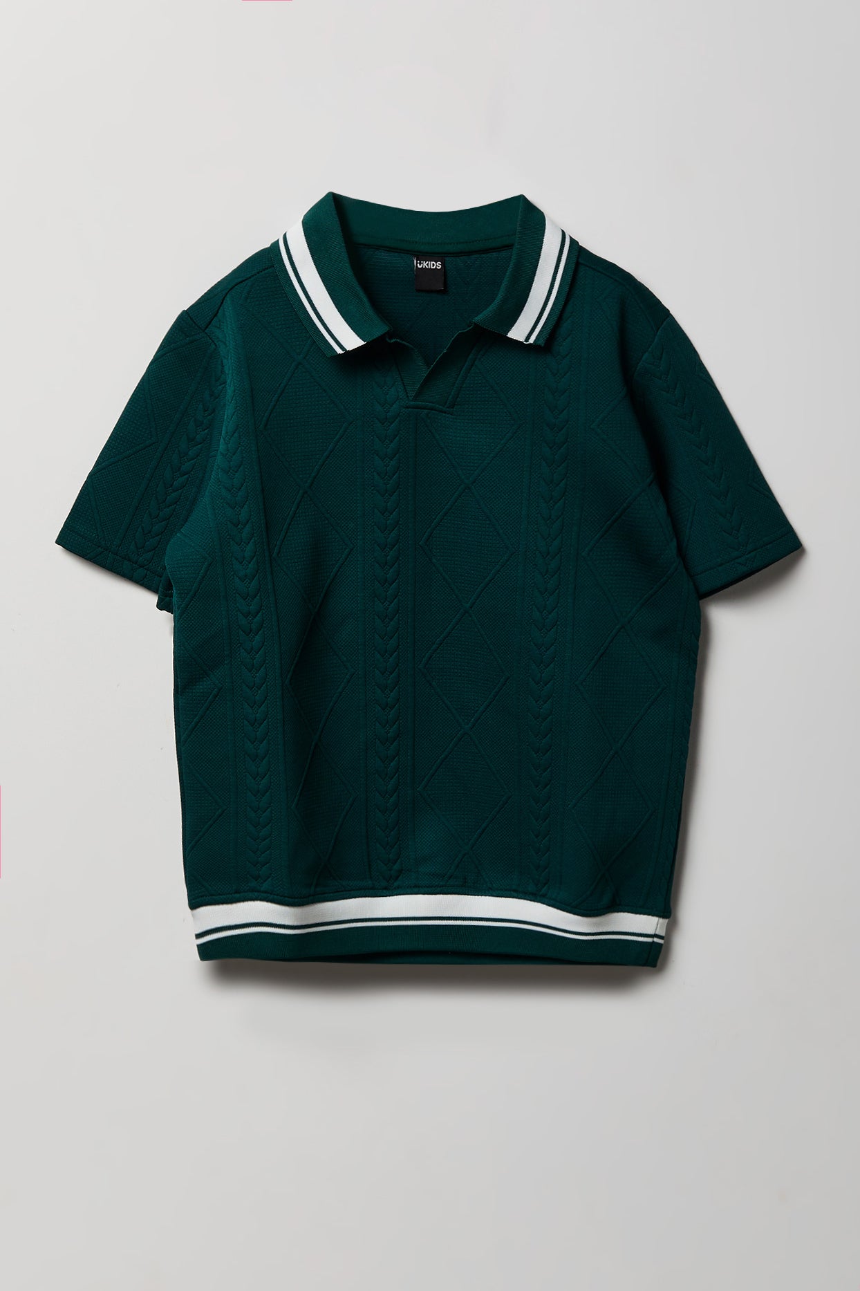 Youth Textured Johnny Collar Polo - /