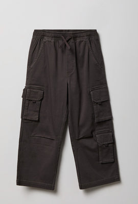 Pantalon cargo en sergé coupe décontractée