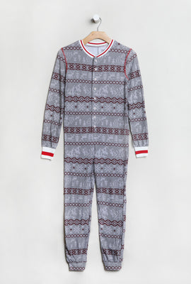 Youth Fammy Jammies Moose Fair Isle Print Onesie