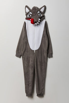 Combinaison en peluche loup 3D junior